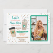 コーヒー誕生日ラテカフェショップビーンズ写真 招待状 (正面)