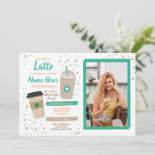 コーヒー誕生日ラテカフェショップビーンズ写真 招待状 (スタンド正面)