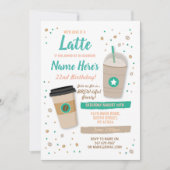 コーヒー誕生日ラテカフェショップ豆お祝い 招待状 (正面)