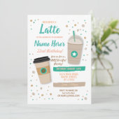 コーヒー誕生日ラテカフェショップ豆お祝い 招待状 (スタンド正面)