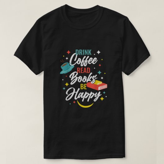 コーヒー読の本を楽しんでTシャツを飲む Tシャツ (デザイン正面)
