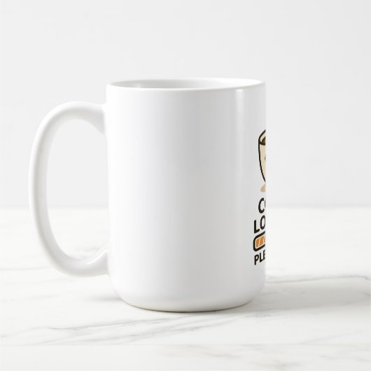 コーヒー読み込み中 お待ちください - おもしろい朝のコーヒー コーヒーマグカップ (左)