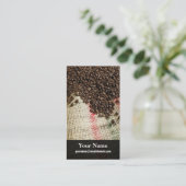 コーヒー豆およびキャンバス袋 名刺 (スタンド正面)