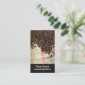 コーヒー豆およびキャンバス袋 名刺 (スタンド正面)