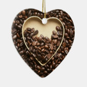 コーヒー豆およびハート セラミックオーナメント (右)