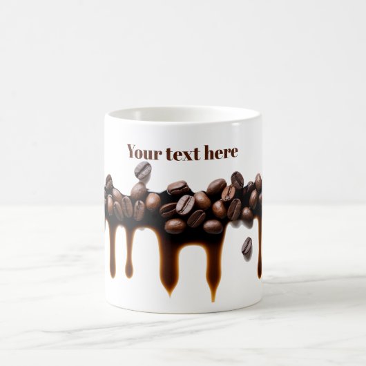 コーヒー豆からコーヒーを滴下するカスタム文字 コーヒーマグカップ (中央)