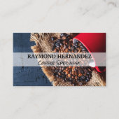 コーヒー豆がカップからこぼれる 名刺 (正面)