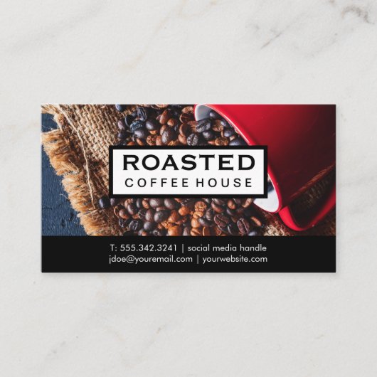 コーヒー豆こぼれ |マグカップ 名刺 (正面)