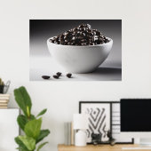 コーヒー豆でいっぱいのボウルの閉じ込め ポスター (ホームオフィス)