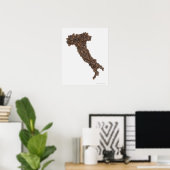 コーヒー豆で作ったイタリアの地図 ポスター (ホームオフィス)