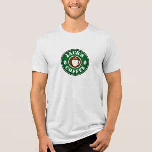 コーヒー豆とカップのロゴカスタムバリスタ トライブレンドTシャツ