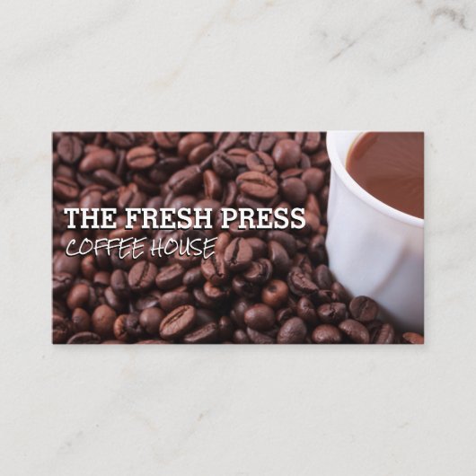 コーヒー豆とカップ 名刺 (正面)