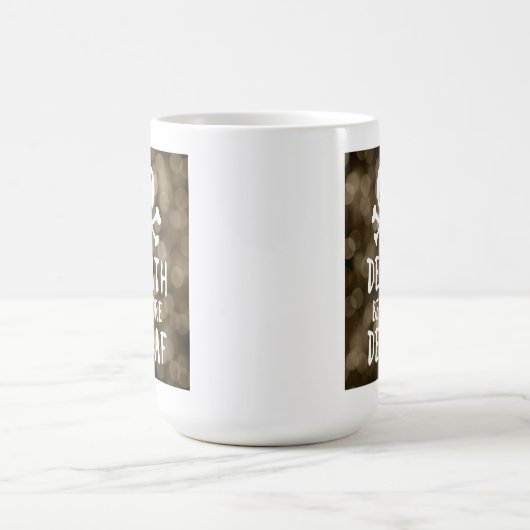 コーヒー豆とクロスボーンのデカフ前の死 コーヒーマグカップ (中央)