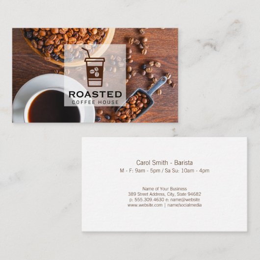 コーヒー豆とコーヒーのカップ 名刺 (正面/裏面)
