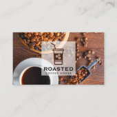 コーヒー豆とコーヒーのカップ 名刺 (正面)