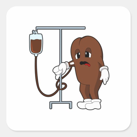 コーヒー豆とコーヒーポット スクエアシール (正面)