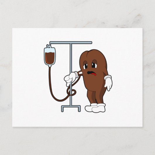 コーヒー豆とコーヒーポット ポストカード (正面)