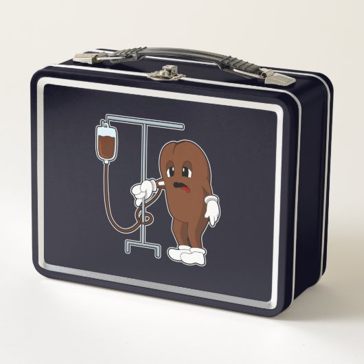 コーヒー豆とコーヒーポット メタルランチボックス (正面)