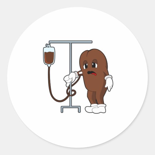 コーヒー豆とコーヒーポット ラウンドシール (正面)