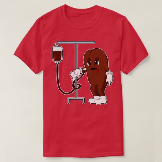 コーヒー豆とコーヒーポット Tシャツ (デザイン正面)