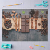 コーヒー豆とチョコレートデコペティッシュペーパー 薄葉紙 (クラフト)