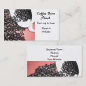 コーヒー豆とホワイトコーヒーカップ 名刺 (正面/裏面)