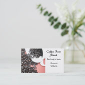 コーヒー豆とホワイトコーヒーカップ 名刺 (スタンド正面)