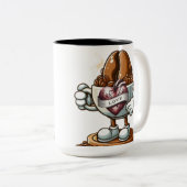コーヒー豆とラブコーヒーマグのハート ツートーンマグカップ (正面右)