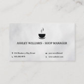 コーヒー豆と大理石のテーブル上の粉砕 名刺 (裏面)