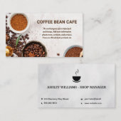 コーヒー豆と大理石のテーブル上の粉砕 名刺 (正面/裏面)