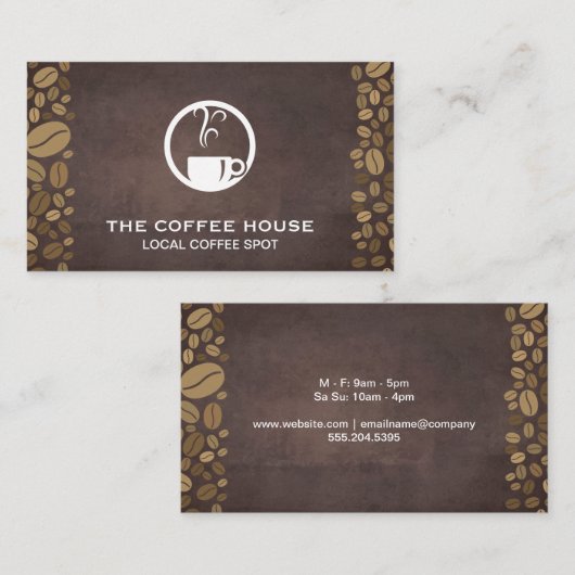 コーヒー豆と蒸しマグカップ 名刺 (正面/裏面)