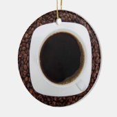 コーヒー豆のオーナメントのベッドのコーヒーカップ セラミックオーナメント (左)