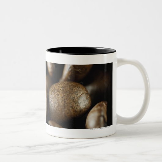 コーヒー豆のクローズアップ ツートーンマグカップ (右)