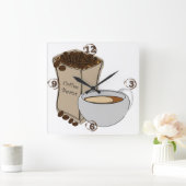 コーヒー豆のコーヒーカップの正方形の柱時計 スクエア壁時計 (ホーム)