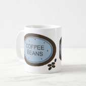 コーヒー豆のサインイン(青と茶色) コーヒーマグカップ (正面左)
