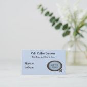 コーヒー豆のサインイン（青と茶色） 名刺 (スタンド正面)
