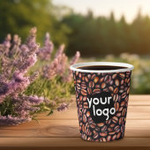 コーヒー豆のスケッチパターンブラウンあなたのロゴを追加 紙コップ