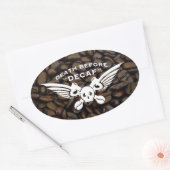 コーヒー豆のデカフ前の死 楕円形シール (封筒)