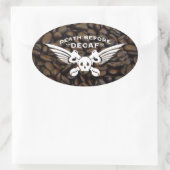 コーヒー豆のデカフ前の死 楕円形シール (バッグ)