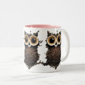 コーヒー豆のフクロウアート ツートーンマグカップ (正面右)