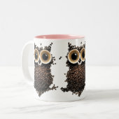 コーヒー豆のフクロウアート ツートーンマグカップ (正面左)