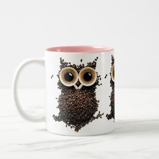 コーヒー豆のフクロウアート ツートーンマグカップ (左)