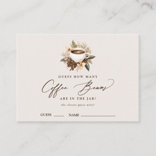 コーヒー豆のフローラブライダルシャワー エンクロージャーカード (正面)