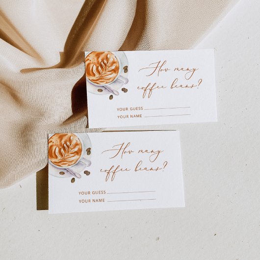 コーヒー豆のブライダルシャワーゲームの数を推測 エンクロージャーカード