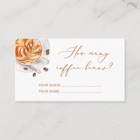 コーヒー豆のブライダルシャワーゲームの数を推測 エンクロージャーカード (正面)
