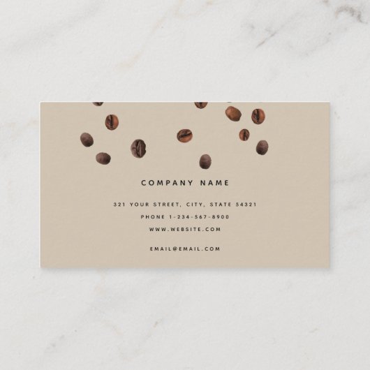 コーヒー豆のプロフェッショナルビジネスロゴ 名刺 (裏面)