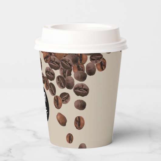 コーヒー豆のプロフェッショナルビジネスロゴ 紙コップ (裏面)