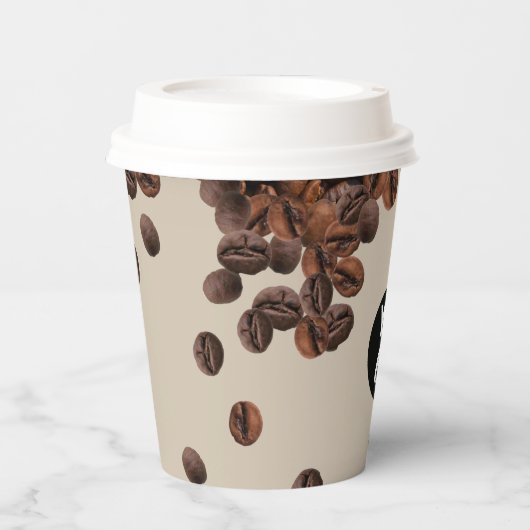 コーヒー豆のプロフェッショナルビジネスロゴ 紙コップ (正面)
