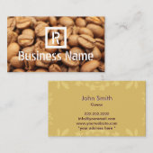 コーヒー豆のモノグラムによって焼かれるモダンなコーヒー 名刺 (正面/裏面)