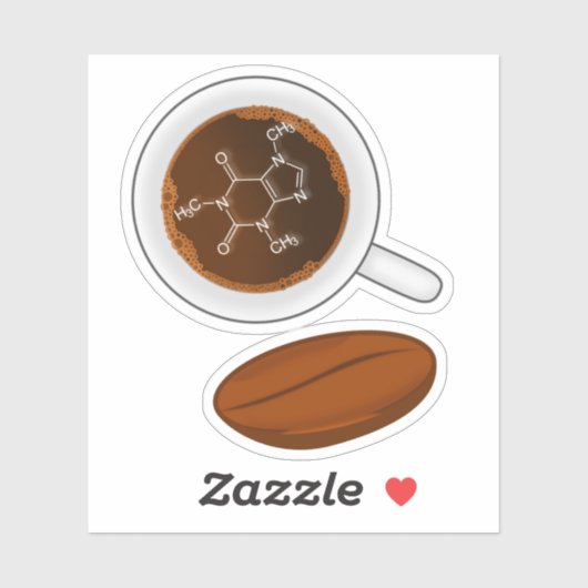 コーヒー豆の分子構造 – カフェインの公式 シール (シート)
